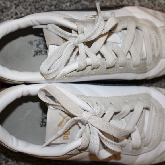 Girls Puma Black and White Tennis Shoes Size 3 - Picture 4 of 9